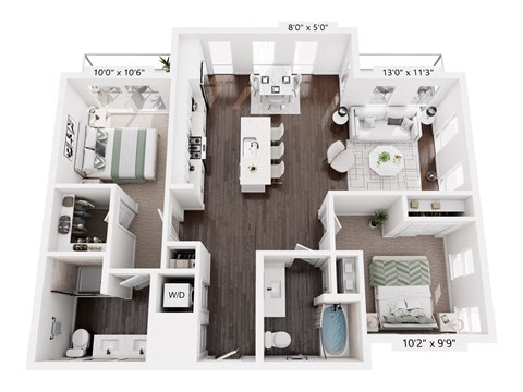 The Beverly by Alta, B2, 2 Bedroom 2 Bathroom - Atlanta